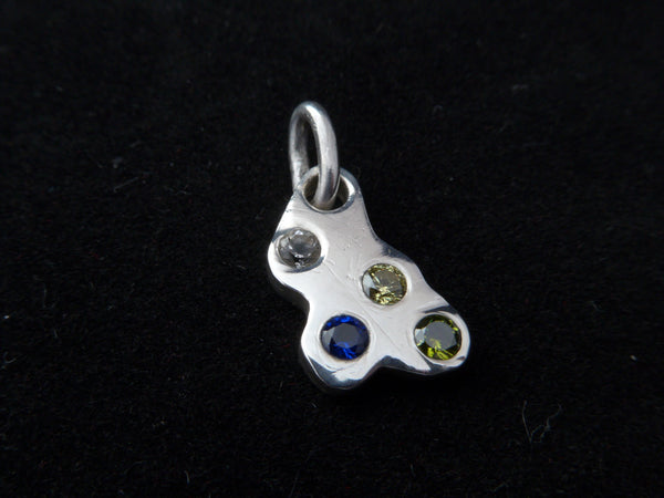 Zilveren ring met 4 kleuren Zirconia met bijpassende hanger