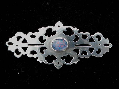 Zilveren broche met blauwe Opaal