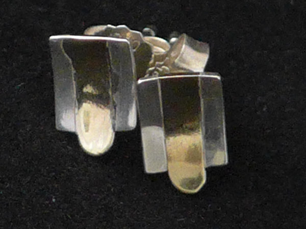 Zilveren met gouden oorstekers