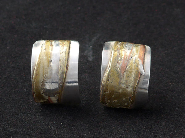 Zilveren oorstekers Mokume Gane
