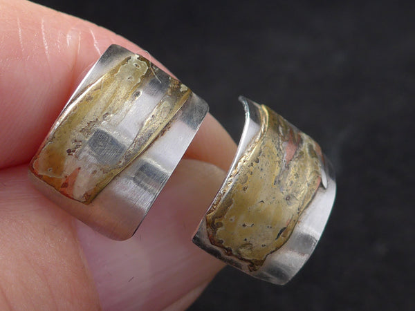 Zilveren oorstekers Mokume Gane
