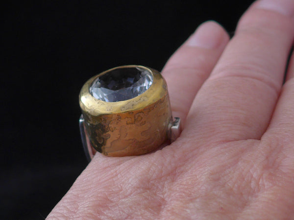 Zilveren ring met Bergkristal in geëtste zetting