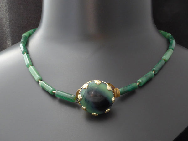 Collier met groene Jade