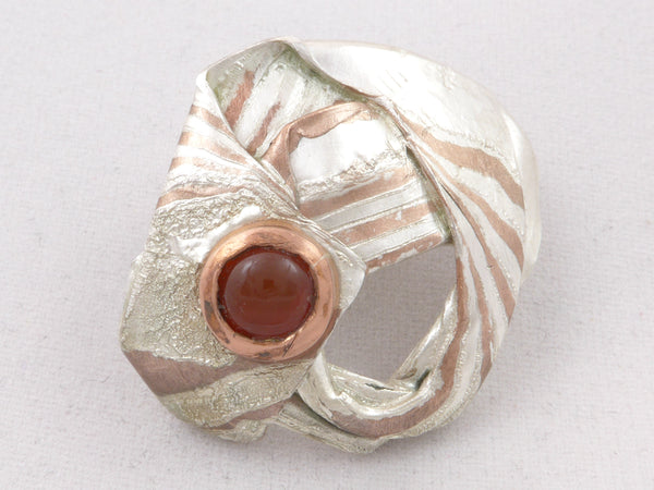 Mokume Gane broche met Carneool