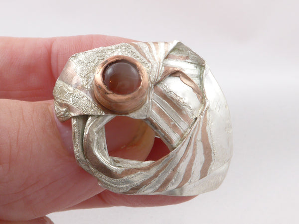 Mokume Gane broche met Carneool