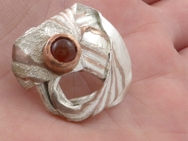 Mokume Gane broche met Carneool