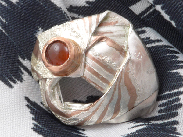 Mokume Gane broche met Carneool