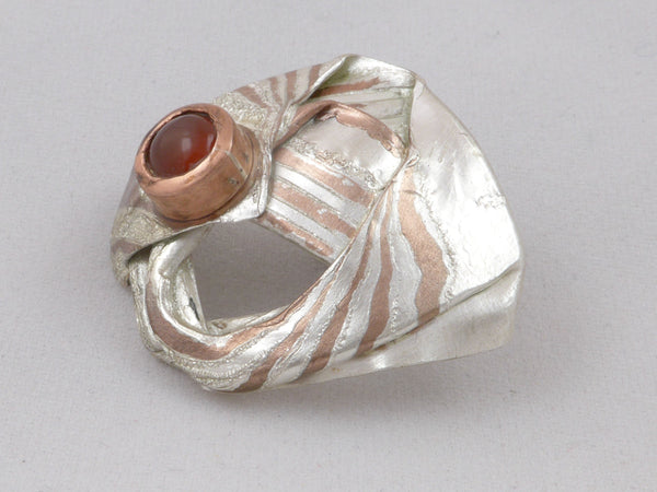 Mokume Gane broche met Carneool