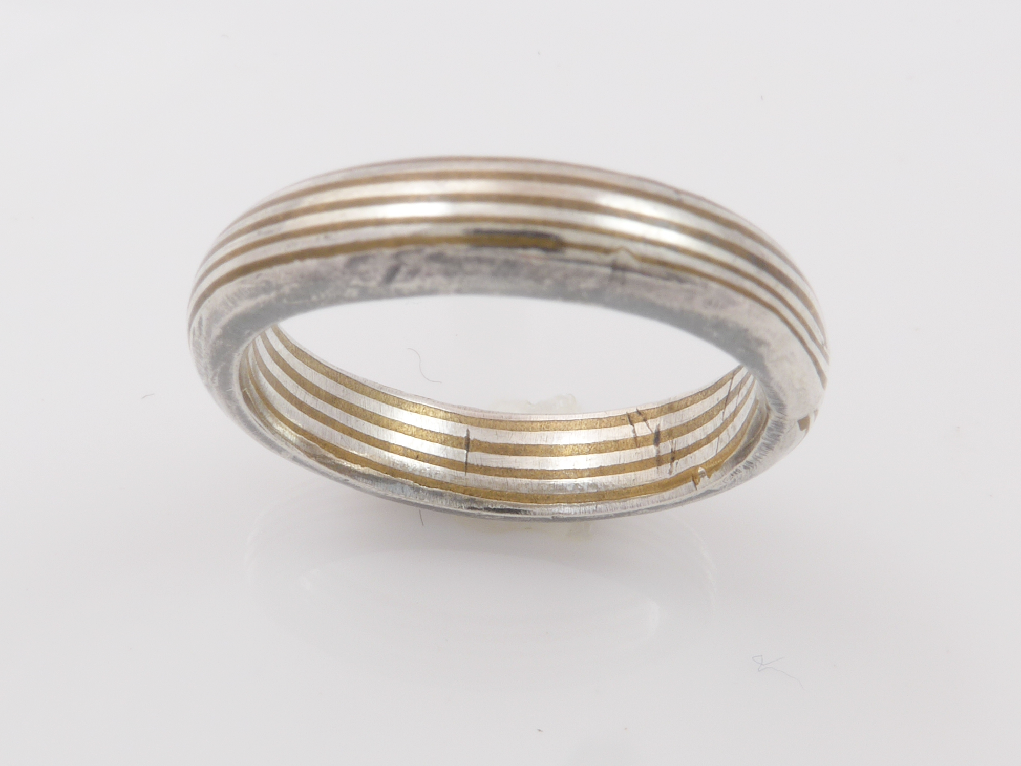 Zilveren ring met Mokume Gane