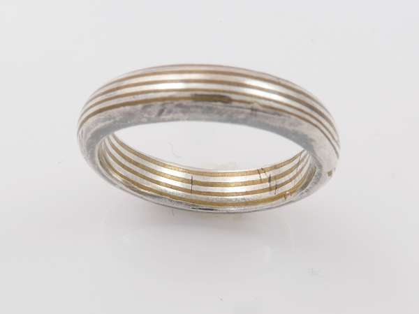 Zilveren ring met Mokume Gane