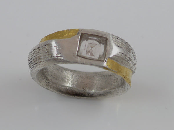 Zilveren ring met 24 karaat geelgoud Keum boo en Topaas edelsteen